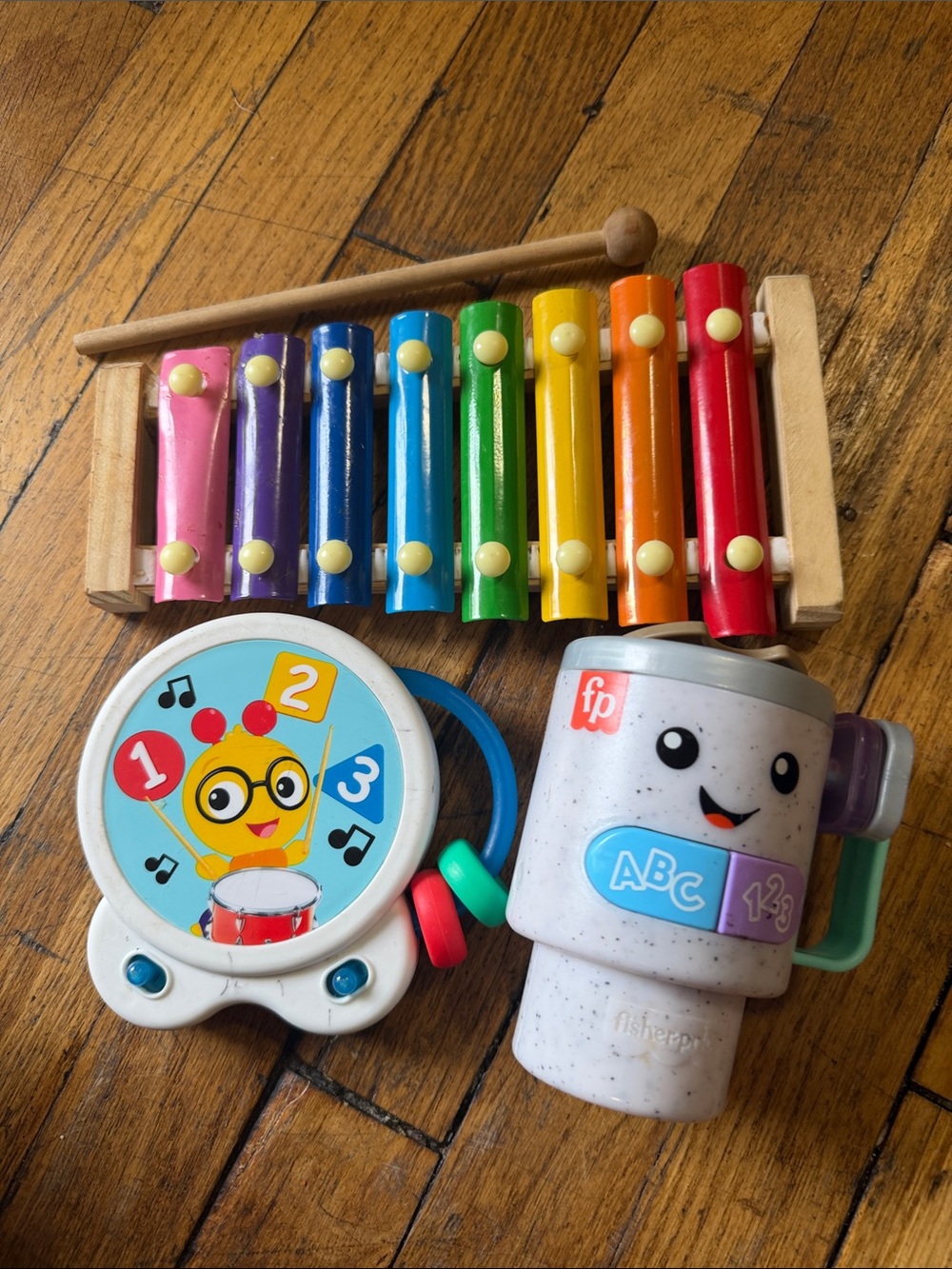 Fisher-Price Multicolor Xylophone with White Learning Drum & Speckled ABC Cup